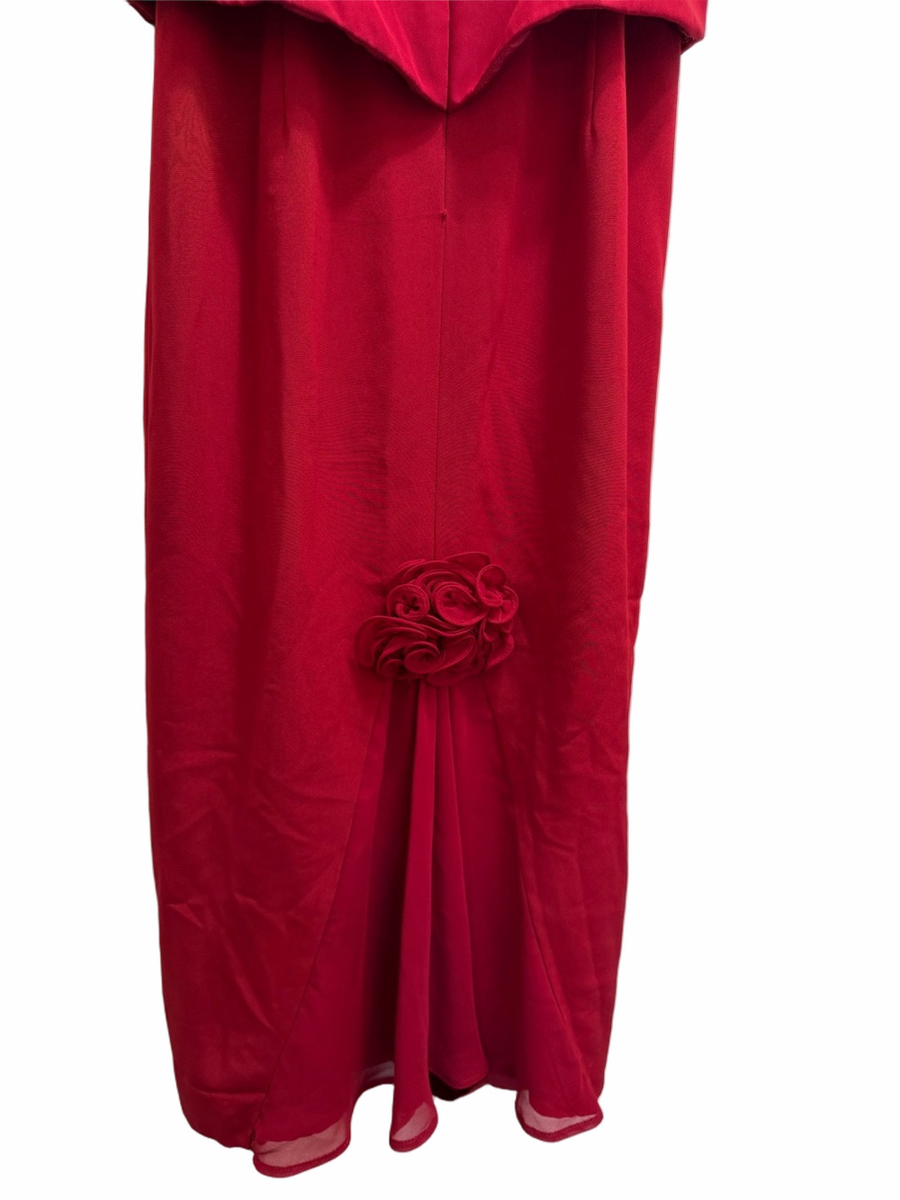 Mac Duggal Red Dress With Cropped Jacket Size 6 W/ Detailed Embroidered Roses - Picture 7 of 16